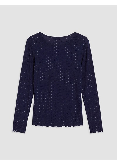 Lcw Dream Lacivert V Yaka Puantiyeli Kadın Pijama Üstü