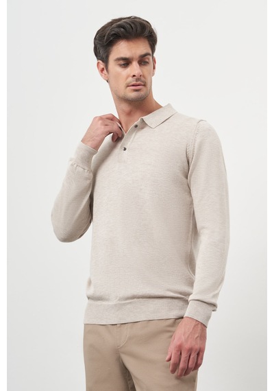 Morven Erkek Bej Basic Polo Yaka Dynamic Fit Rahat Kesim Triko 26kc017003653 Bej