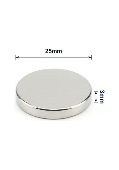 10 Adet - 25x3 Mm Neodyum Mıknatıs Neodim Magnet Yuvarlak