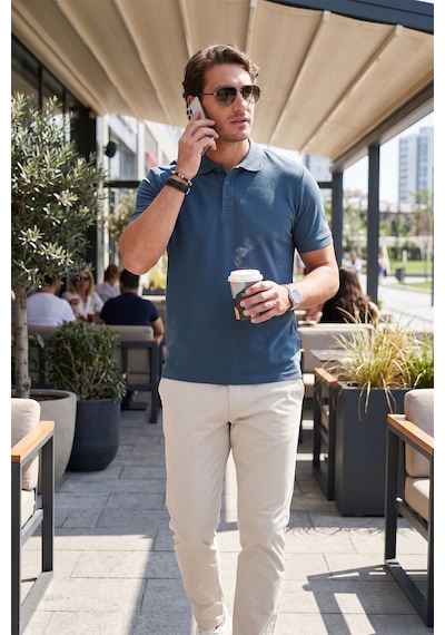 Buratti Pamuklu Regular Fit Düğmeli Erkek Polo Yaka T Shirt 5902127 Koyu Petrol