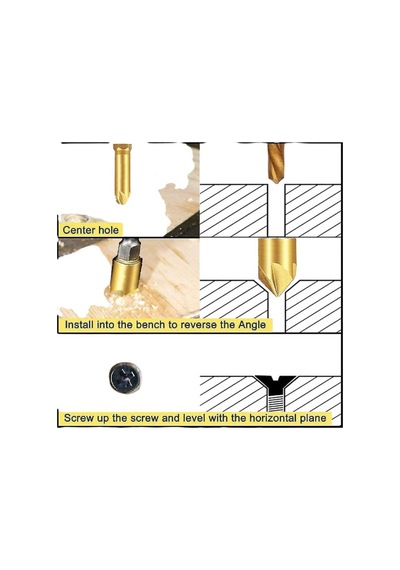6 Parça Havşa Matkap Ucu Seti + Otomatik Punta Ahşap Mdf Metal Pah Kırma Havşa Açma Seti