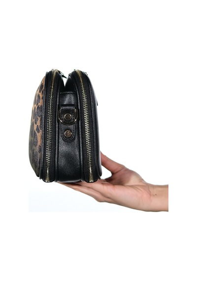 Luvishoes George Siyah Sarı Desenli Kadın Çapraz Çanta Siyah - Sarı