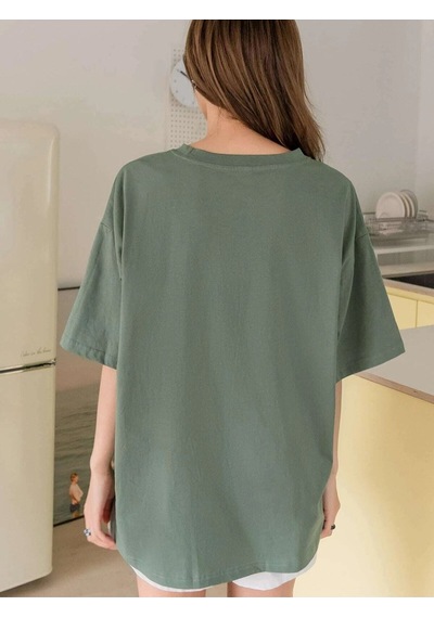 Flood Of Style Kadın Çağla Yeşili 1961 Baskılı Oversize T-shirt Yeşil