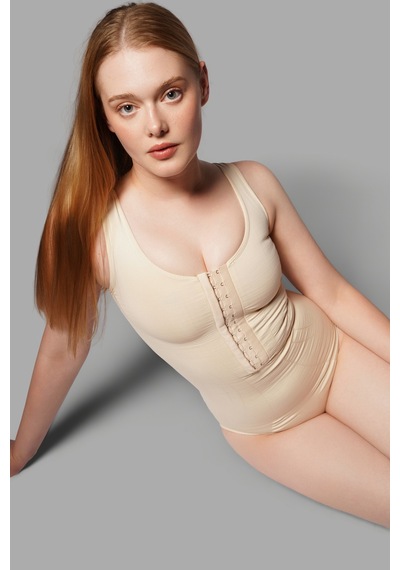 Fit Women Kalın Askılı Agraflı Body Slip 9064 Bej