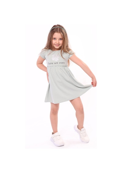 Toontoy Kids Toontoy Kız Bebek Faire Un Voeu Baskılı Elbise Yeşil