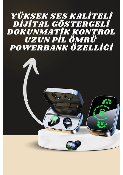 Akıllı Saat Aksesuarları 7 Kordonlu Akıllı Saat Ve Aynalı Bluetooth Kulaklık Powerbank Dijital Göstergeli STANDART