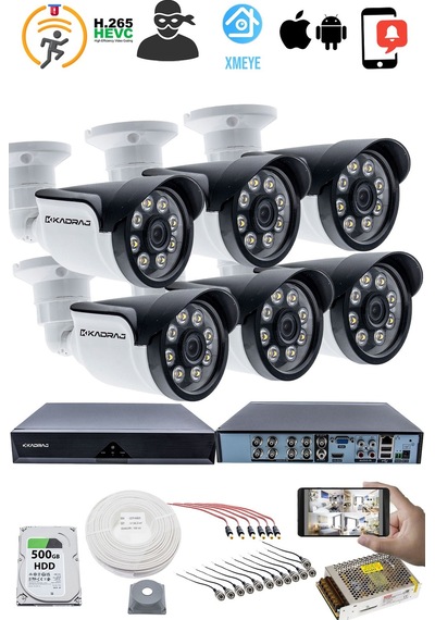 6'lı Kameralı Güvenlik Kamerası Seti -kdj-6s-8w-ss-p