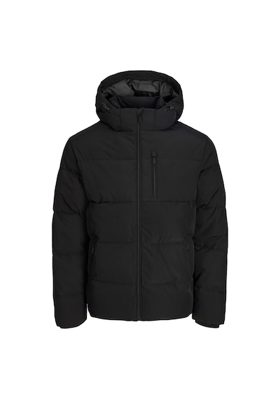 Jack & Jones Erkek Fermuar Kapamali Kapüsonlu Sisme Mont - Becks - 12298858 Siyah