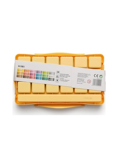Hımı Jelly Cup Gouache Set 18 Renk X 30 Gr Metalik Renk Guaj Boya Yellow Case Karışık Renk