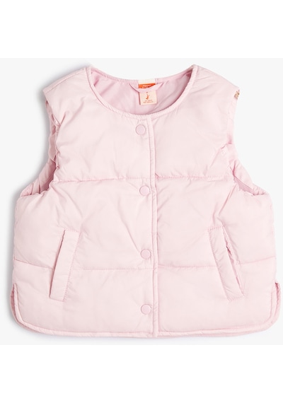 Koton Kapitone Yelek Yuvarlak Yaka Çıtçıtlı Cepli Pembe 4smg20001aw Koton Kapitone Yelek Yuvarlak Yaka Çıtçıtlı Cepli Pembe 4smg20001aw