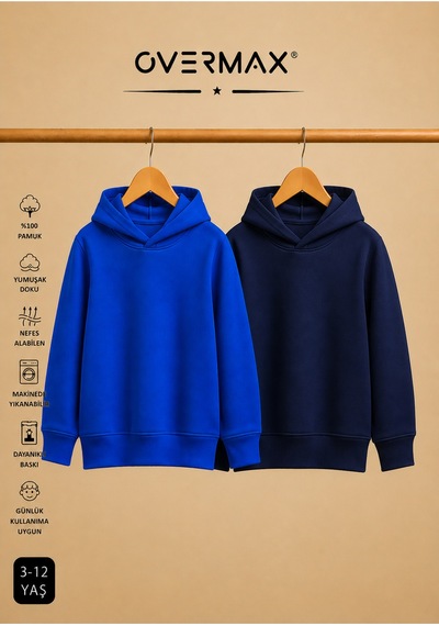 Overmax Çocuk 2 Li Sweatshirt Takımı 3-12 Yaş Saks Mavi-lacivert - 917353073 Saks Mavi-lacivert