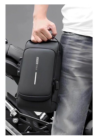 Yng Motosiklet Bisiklet Scooter Unisex Siyah Usb Kablo Yeri Çıkışlı Kilitli Suya Dayanıklı Çapraz Göğüs Omuz Çantası