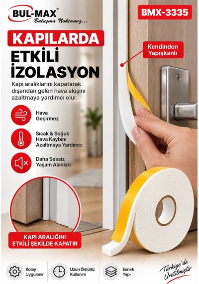 Pencere Kapı İzolasyon Bandı 5 Metre 15x5 Mm Beyaz Hava Sızdırmazlık Bandı Bul-max Epdm