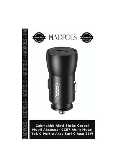 Çakmaklık Aleti Sürüş Gereci Mobil Aksesuar Cc57 Akıllı Metal Tek C Portlu Araç Şarj Cihazı 25w