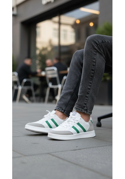 Fore Sport Erkek Günlük Yürüyüş Spor Ayakkabı Suni Deri, Hafif, Rahat, Darbe Emici Sneaker Beyaz Yeşil