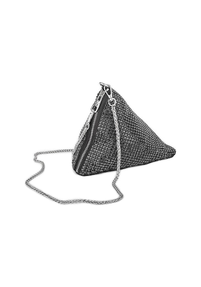 Nas Bag Kadın Çapraz Çanta Siyah White Diamond Siyah Taşlı Şık Askılı Üçgen Çanta Siyah