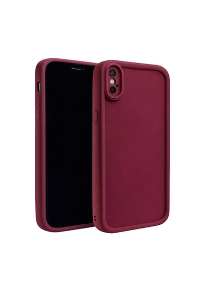 Apple Uyumlu iPhone X Ve Xs Kamera Çıkıntılı Mat Silikon Telefon Kılıfı Bordo