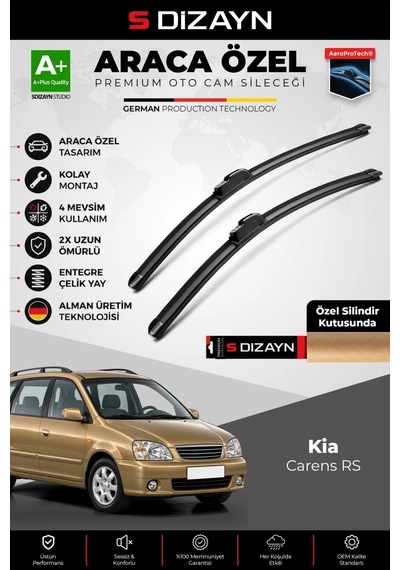 S-dizayn Kia Carens Rs Ön Cam Silecek Seti 2000-2006 Premium Araca Özel 60-45 Cm A+ Kalite Aocs-1855