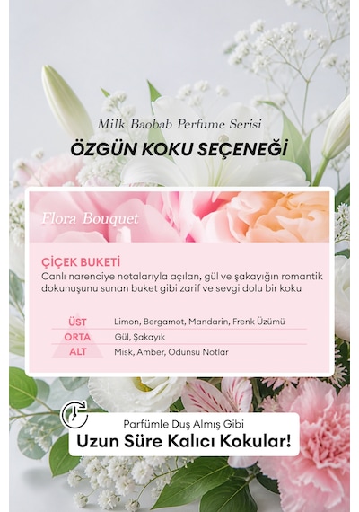 6hyalüronikasitle Nemlendiren Parfümlü Vücut Losyonu Mılk Baobab Perfume Body Lotion Flora Bouquet