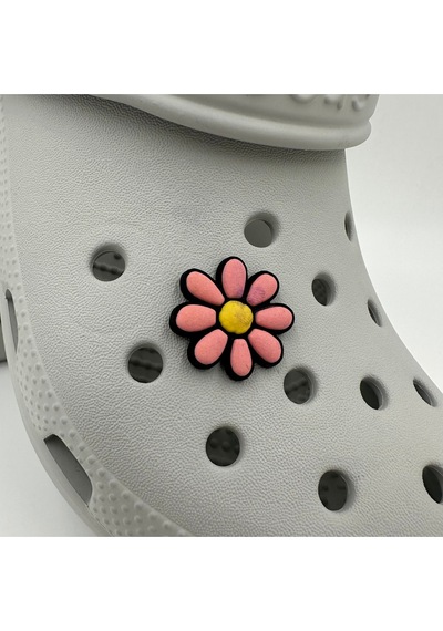 Crocs Terlik Süsü Ve Aksesuarı , Çanta Süsü Jibbitz 3d Renkli Papatya 08 Logo Aksesuar Mor-kiremit-siyah