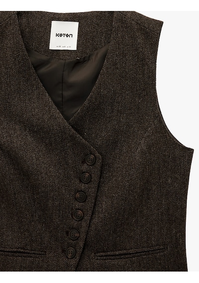 Koton Koton X Şahika Ercümen - Slim Fit Asimetrik Düğmeli Yelek Kahverengi Desenli 6wak20418ew Kahverengi Desenli Koton Koton X Şahika Ercümen - Slim Fit Asimetrik Düğmeli Yelek Kahverengi Desenli 6wak20418ew Kahverengi Desenli