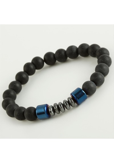 Ilkeshop Hematit - Mat Onix Doğaltaş Bileklik-mavi Çok Renkli