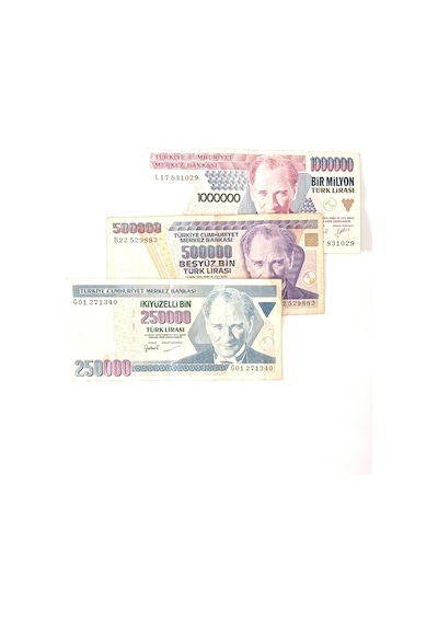 Cumhuriyet İlk Dönemi 7 Emisyon 1.000.000 - 500.000 - 250.000 Türk Lirası Eski Koleksiyon Para