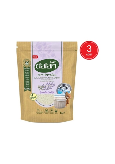 Dalan Lavanta Esintisi Zeytinyağlı Doğal Granül Matik Sabun Tozu 32 Yıkama 3 x 1 KG