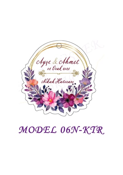 Beyazdüşlersokağı Şekilli Etiket (25 Ad)-Nişan,Nikah,Kına,Bebek Süsü-Anı-(Etk06N)