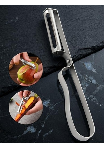 Mucit Home Gümüş Yan Soyacak Patates Sebze Soyacağı Paslanmaz Çelik Ergonomik Pratik Soyma Aparatı Diğer