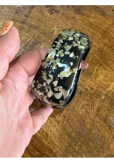 Sedef Desenli Tasarım Kadın Hint Bileziği Çap 7 Cm Çok Renkli