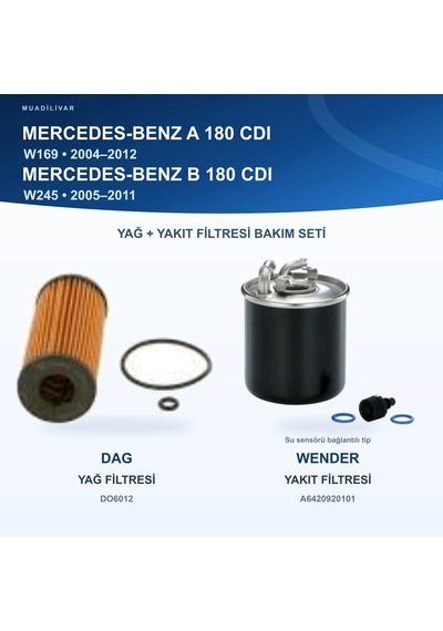 Mercedes Benz A W169 / Mercedes Benz B W245 Yağ+yakıt Filtre Bakım Seti