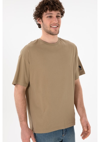 U.S. Polo Assn. Erkek Oversize Fit Bisiklet Yaka Haki Tişört 50305859-VR027