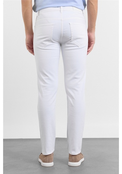İmza Beyaz 5 Cep Düz Paça Gabardin Slim Fit Pamuklu Pantolon 1003260318
