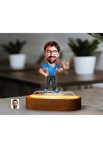 Bk Gift Kişiye Özel Antrenör Karikatürlü Dekoratif 3d Biblo Led Işıklı Gece Lambası-1, Arkadaşa Hediye Kobitmeyen138295 Bk Gift