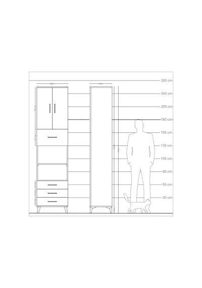 Arges Dolap 4 Raflı 4 Çekmeceli 2 Kapaklı 60x30x243 Antrasit-aytaşı Antrasit