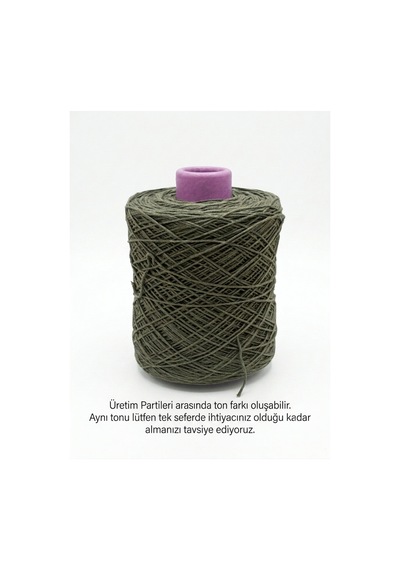 Premium İnce Cotton Zincir Makrome İpi Haki 1 Kg - 2 Mm Çanta Runner İpi