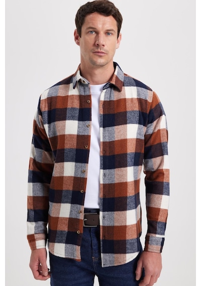 Tudors Erkek Slim Fit Dar Kesim Kareli Kışlık Oduncu Gömlek-42334 Kahverengi Tudors Erkek Slim Fit Dar Kesim Kareli Kışlık Oduncu Gömlek-42334 Kahverengi