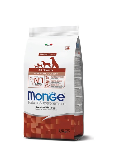 Monge All Breeds Puppy Tüm Irklar İçin Kuzulu Pirinçli Yavru Köpek Maması 2,5 Kg