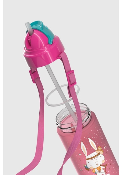 Renga Migo Soft Touch Desenli 500 Ml Askılı Pipetli Tritan Çocuk Matara 912142 Pembe Pembe