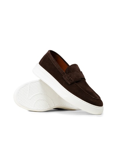 Deery Hakiki Süet Kahverengi Erkek Loafer Ayakkabı - 02043mkhvp01 Kahverengi