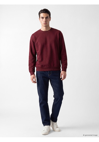 Lcw Vision Bordo Bisiklet Yaka Erkek Sweatshirt