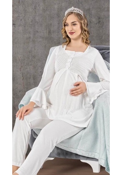 Birolgaye Limissi 2106 Hamile Lohusa Pijama Takımı Ekru