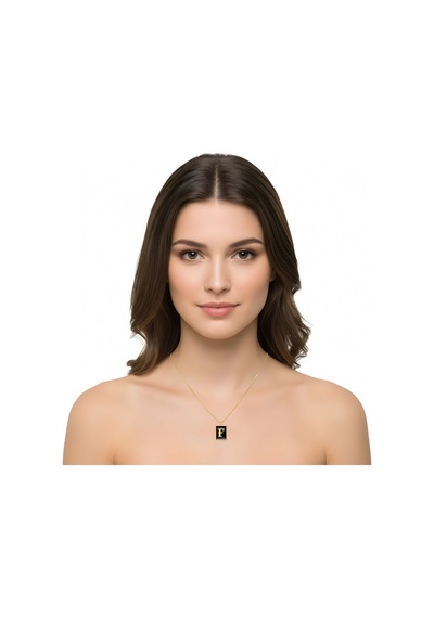 Plaka Harf Gümüş Kolye - Rose Rose Gold