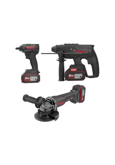 Kress KRKS1 KUB30.2 + KU390.4 + KUH10.2 20V 4AH 6 Adet Akülü Profesyonel Kombo Set