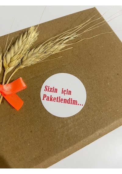 Sizin İçin Paketlendim Kırmızı Kalın Yazılı Yuvarlak Yapışkanlı Etiket 4x4 Cm 120 Adet