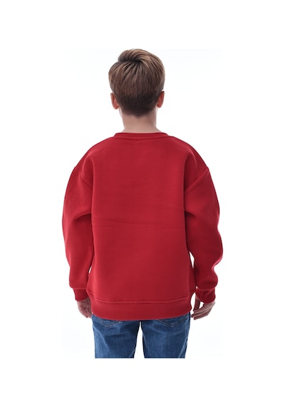 Erkek Çocuk Sweatshirt %100 Pamuk Rahat Kalıp 5-10 Yaş Kırmızı