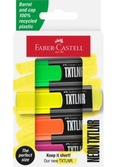 Faber Castell Fosforlu Kalem Mini Neon 4'lü Set - 154204 Çok Renkli