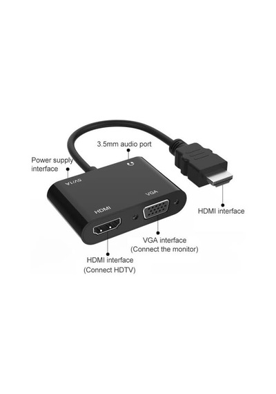 Hdmi To Hdmi + Vga Monitör Çevirici Ps4 Dönüştürücü Switch Splitter Adaptör