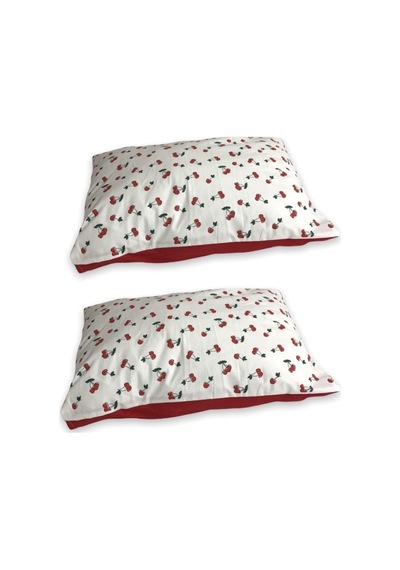 Bebek Özel Bebek Çocuk Yastık Kılıfı 35x45 Cm, 2 Adet, Kirazlı Kırmızılı